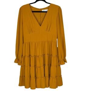 NWT Emma & Michele Babydoll Dress Tiered Coquette Cottage Mustard Yellow Size 6